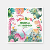 Schattigee Dinosaurus Graaf Prehistorische Kinder Servet (Voorkant)