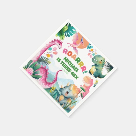 Schattigee Dinosaurus Graaf Prehistorische Kinder Servet (Hoek)