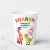 Schattigee Dinosaurus Graaf Waterverf Dino Kids Ve Papieren Bekers (Achterkant)