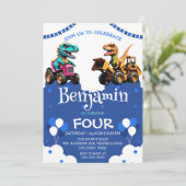 Schattigee dinosaurus graafmachine trekker ballon  (Staand voorkant)