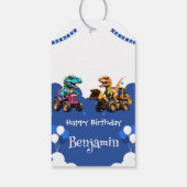 Schattigee dinosaurus graafmachine trekker ballon cadeaulabel (Achterkant)