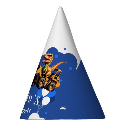 Schattigee dinosaurus graafmachine trekker ballon  feesthoedjes (Rechts)