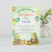 Schattigee dinosaurus graafmachine trekker ballon  kaart (Staand voorkant)