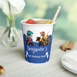 Schattigee dinosaurus graafmachine trekker ballon  papieren bekers