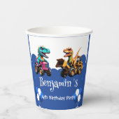 Schattigee dinosaurus graafmachine trekker ballon papieren bekers (Voorkant)