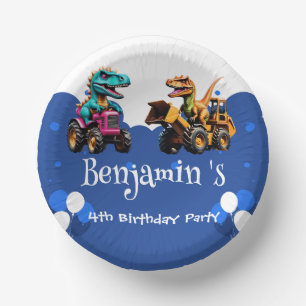 Schattigee dinosaurus graafmachine trekker ballon  papieren kommen