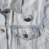 Schattigee dinosaurus graafmachine trekker regenbo ronde button 3,2 cm (In situ)