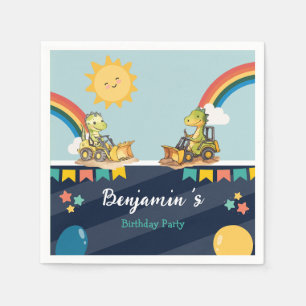 Schattigee dinosaurus graafmachine trekker regenbo servet