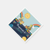 Schattigee dinosaurus graafmachine trekker regenbo servet (Hoek)