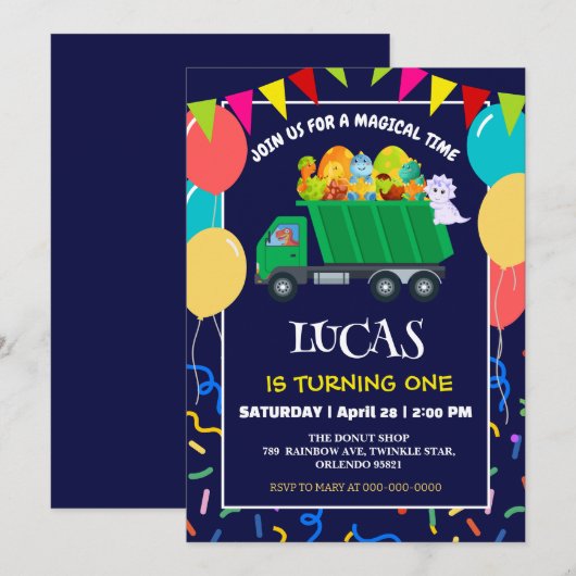 Schattigee Dinosaurus Groene vuilniswagen verjaard Kaart (Voorkant / Achterkant)