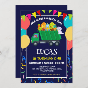 Schattigee Dinosaurus Groene vuilniswagen verjaard Kaart