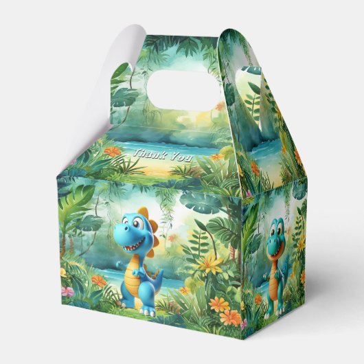 Schattigee dinosaurus gunstbox bedankdoosjes (Achterkant)