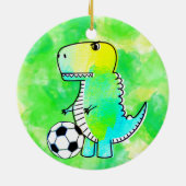 Schattigee dinosaurus houdt van voetbal Waterverf  Keramisch Ornament (Achterkant)