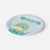 Schattigee Dinosaurus In Ei Baby shower Party Supp Papieren Bordje (Gekanteld)