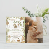 Schattigee dinosaurus 'It's a Boy' Baby shower Fot Kaart (Staand voorkant)