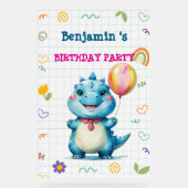 Schattigee Dinosaurus Jongen Gelukkige verjaardag  Acryl Bord (Voorkant)