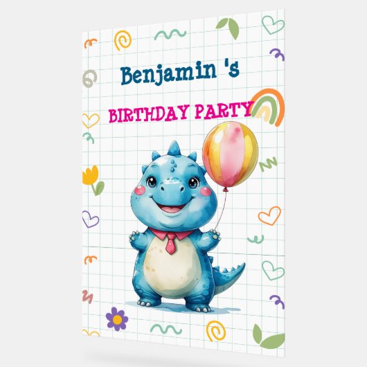 Schattigee Dinosaurus Jongen Gelukkige verjaardag  Acryl Bord (Hoek)