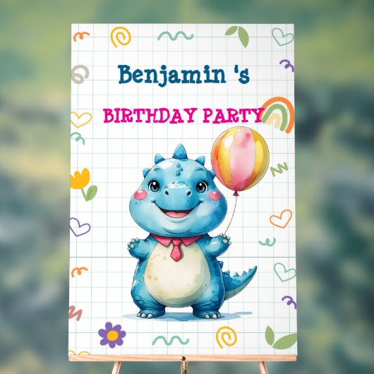 Schattigee Dinosaurus Jongen Gelukkige verjaardag  Acryl Bord (Neutraal)