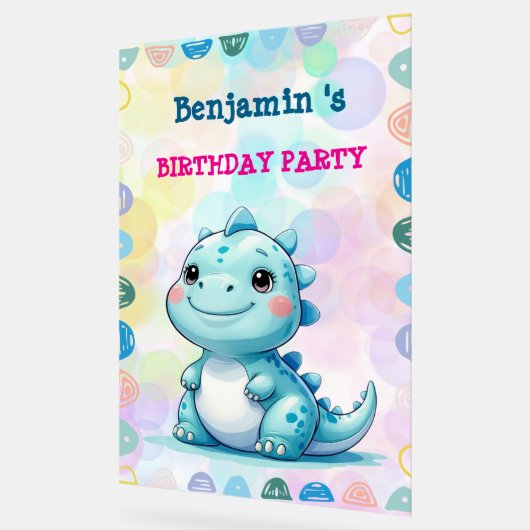 Schattigee Dinosaurus Jongen Gelukkige verjaardag  Acryl Bord (Hoek)