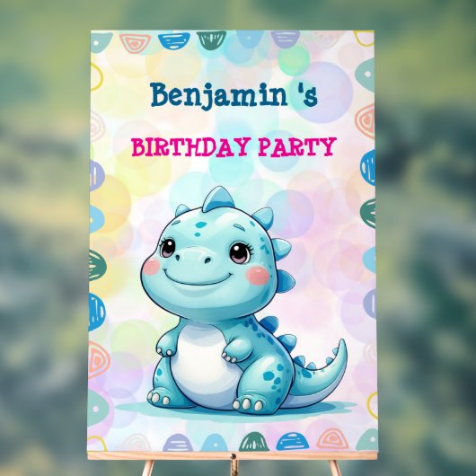 Schattigee Dinosaurus Jongen Gelukkige verjaardag  Acryl Bord (Neutraal)