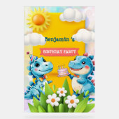 Schattigee Dinosaurus Jongen Gelukkige verjaardag  Acryl Bord (Voorkant)