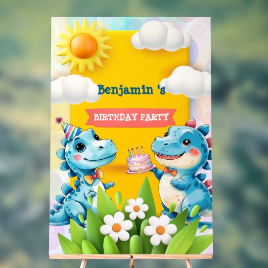 Schattigee Dinosaurus Jongen Gelukkige verjaardag  Acryl Bord (Neutraal)