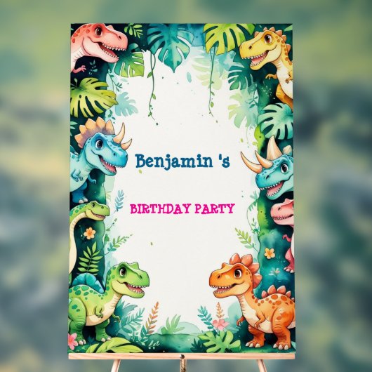 Schattigee Dinosaurus Jongen Gelukkige verjaardag  Acryl Bord (Neutraal)