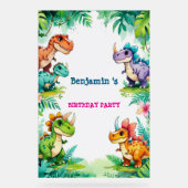 Schattigee Dinosaurus Jongen Gelukkige verjaardag  Acryl Bord (Voorkant)