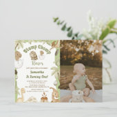 Schattigee Dinosaurus Jongen Verjaardag Dino Party Kaart (Staand voorkant)