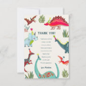 Schattigee Dinosaurus Jongen Verjaardagsfeestje da Bedankkaart (Voorkant)