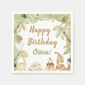 Schattigee Dinosaurus Jongen Verjaardagsfeestje Servet (Voorkant)