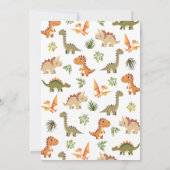 Schattigee dinosaurus Jurassic Greenery Baby showe Kaart (Achterkant)