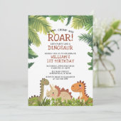 Schattigee dinosaurus Jurassic Greenery verjaardag Kaart (Staand voorkant)