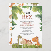 Schattigee dinosaurus Jurassic Two Rex 2e verjaard Kaart (Voorkant / Achterkant)