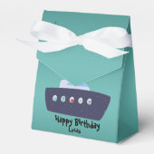 Schattigee dinosaurus kapiteinsschip schoolverjaar bedankdoosjes (Voorkant Zijde)