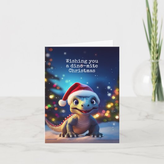 Schattigee Dinosaurus Kerst Kaart (Voorkant)