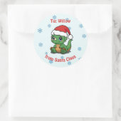 Schattigee dinosaurus kerst van/naar cadeau Sticke Ronde Sticker (Tas)