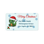 Schattigee Dinosaurus Kerstretour adreslabels Etiket (Voorkant)