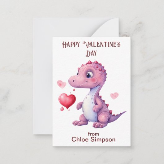 Schattigee Dinosaurus Kind Valentijn Klaslokaal Pa Notitiekaartje (Voorkant)