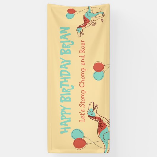 Schattigee Dinosaurus kind Verjaardag Banner (Verticaal)