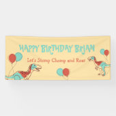 Schattigee Dinosaurus kind Verjaardag Banner (Horizontaal)