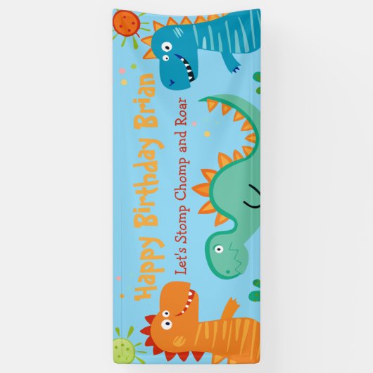 Schattigee Dinosaurus kind Verjaardag Banner (Verticaal)