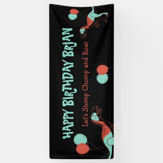 Schattigee Dinosaurus kind Verjaardag Banner (Verticaal)