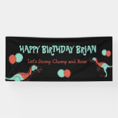 Schattigee Dinosaurus kind Verjaardag Banner (Horizontaal)