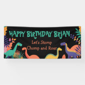 Schattigee Dinosaurus kind Verjaardag Banner (Horizontaal)