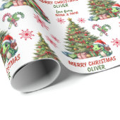 Schattigee Dinosaurus Kinder Kerst Cadeaupapier (Rol Hoek)