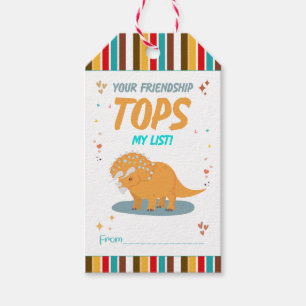 Schattigee Dinosaurus Kinder Valentijnsdag Vriend Cadeaulabel