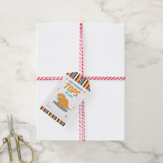 Schattigee Dinosaurus Kinder Valentijnsdag Vriend Cadeaulabel (Met Touw)