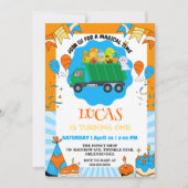 Schattigee Dinosaurus kleurrijke vuilniswagen verj Kaart (Voorkant)