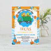 Schattigee Dinosaurus kleurrijke vuilniswagen verj Kaart (Staand voorkant)